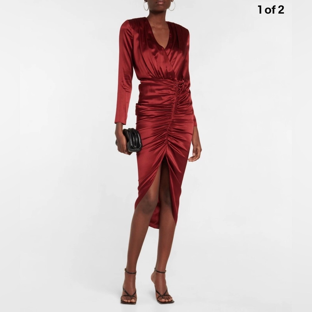 $698 Veronica Beard Cameri Silk Bland charmeuse midi dress CABERNET